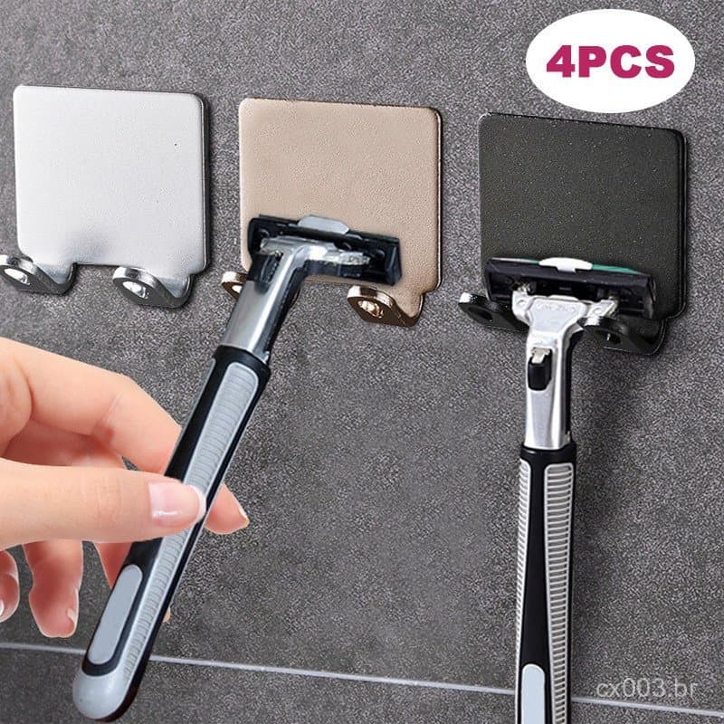Banheiro Suporte De Barbear De Aço Inoxidável Homens Barbeador Prateleira Livre De Perfurações Organização De Acessórios