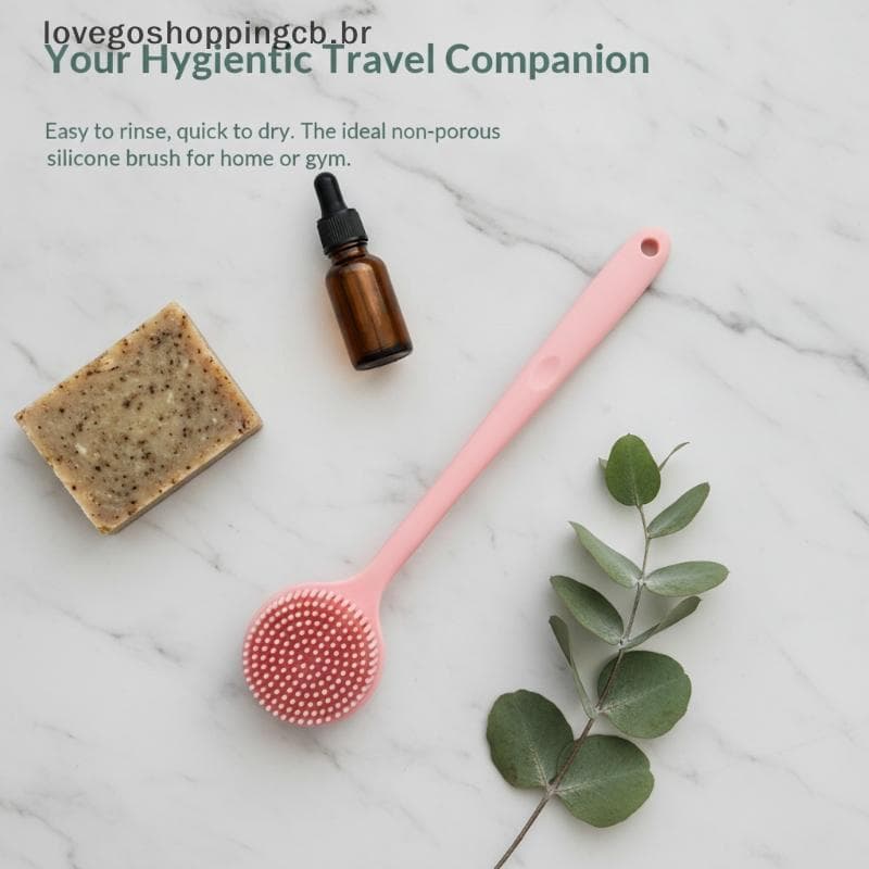 Escova De Banho De Silicone Com Cabo Longo , Cerdas De Massagem Macias , Design De Suspensão Antiderrapante Para Chuveir