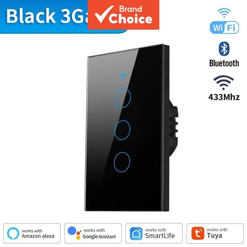 SAIMILI US Tuya WiFi e Bluetooth Interruptor de Parede Inteligente RF433 1/2/3/4 Gangues Interruptor de Toque