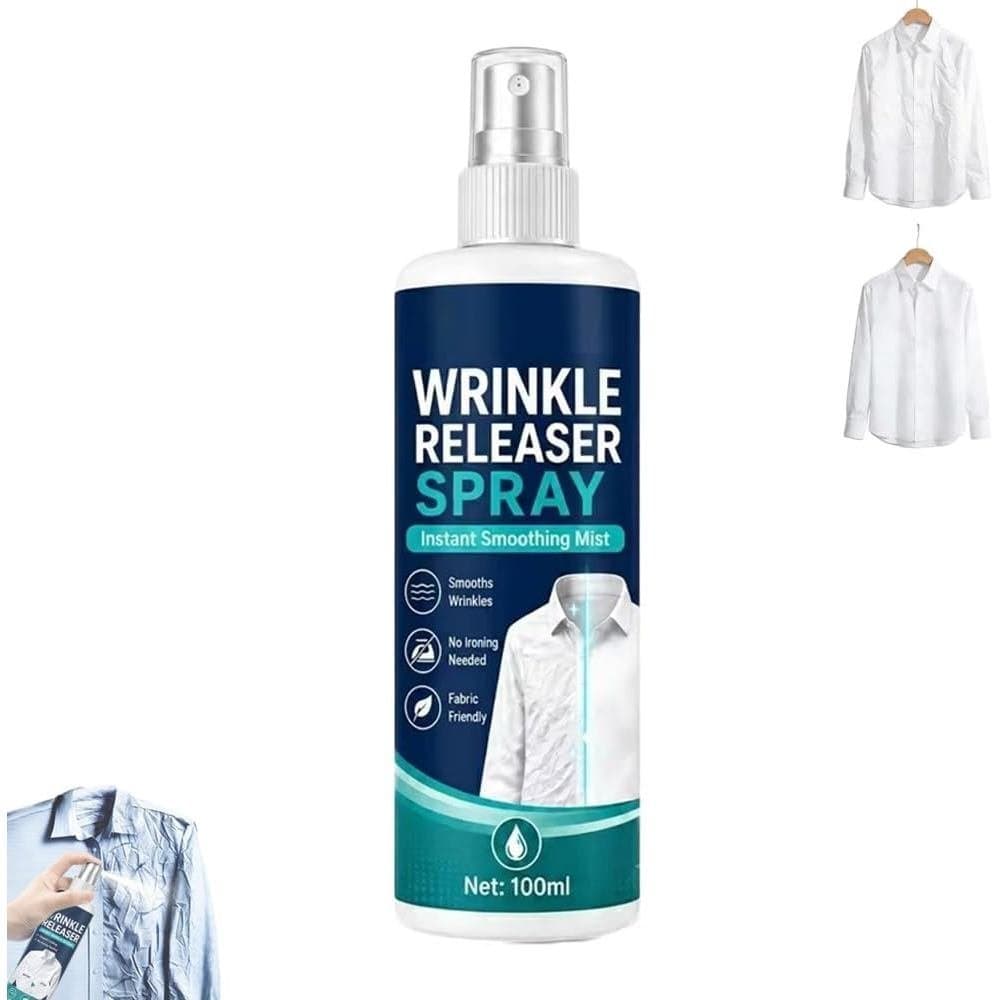 Spray Removedor de Rugas Instantâneo – Suaviza Rugas em Segundos, Spray Antiestático para Tecidos de Vestuário, Fórmula