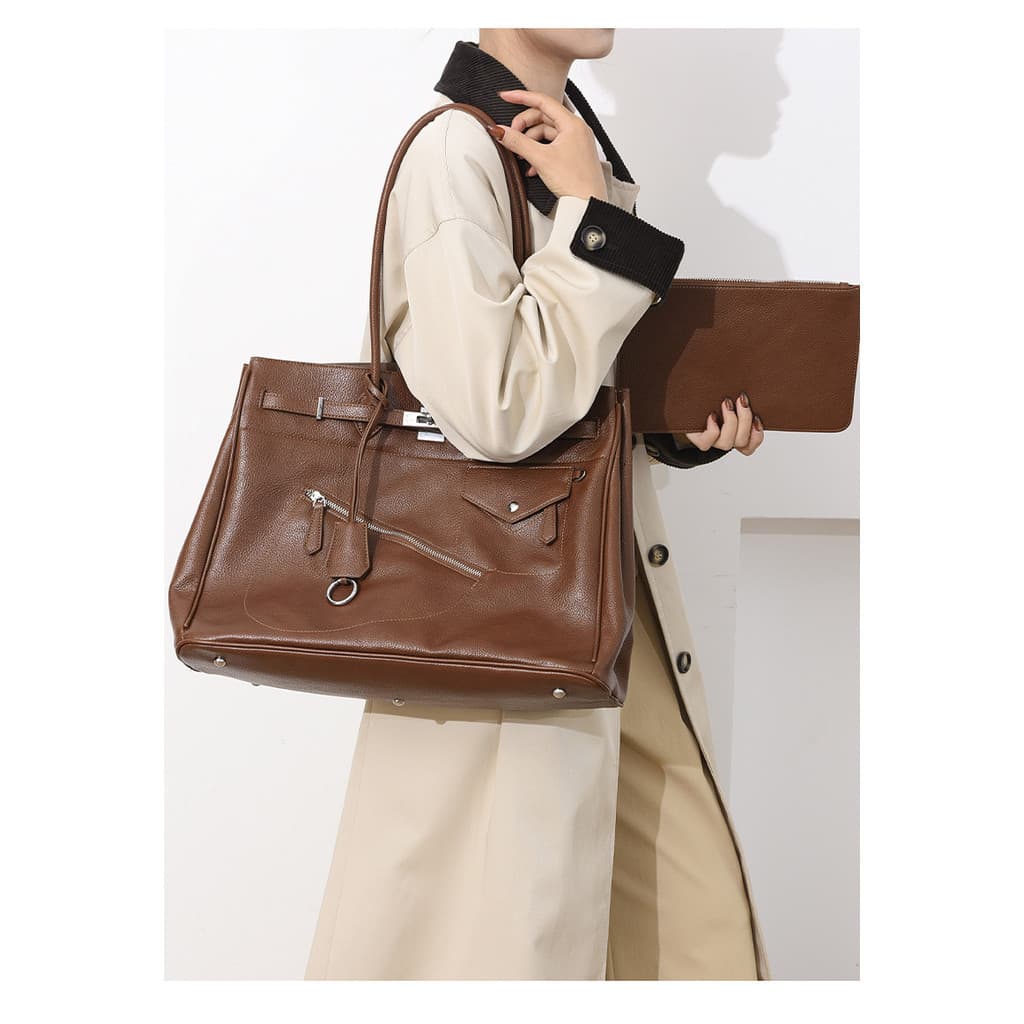 2026 novo estilo sacola grande capacidade Commuter High-End bolsa feminina elegante elegante bolsa de ombro de couro mac