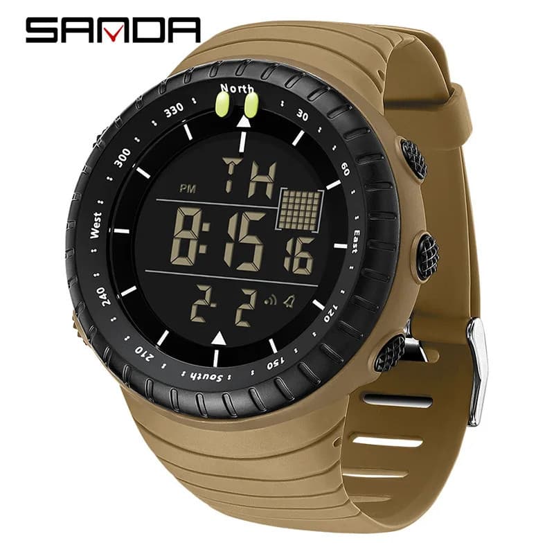Sanda novo estilo eletrônico grande mostrador ao ar livre à prova dwaterproof água esportes luz noturna despertador reló