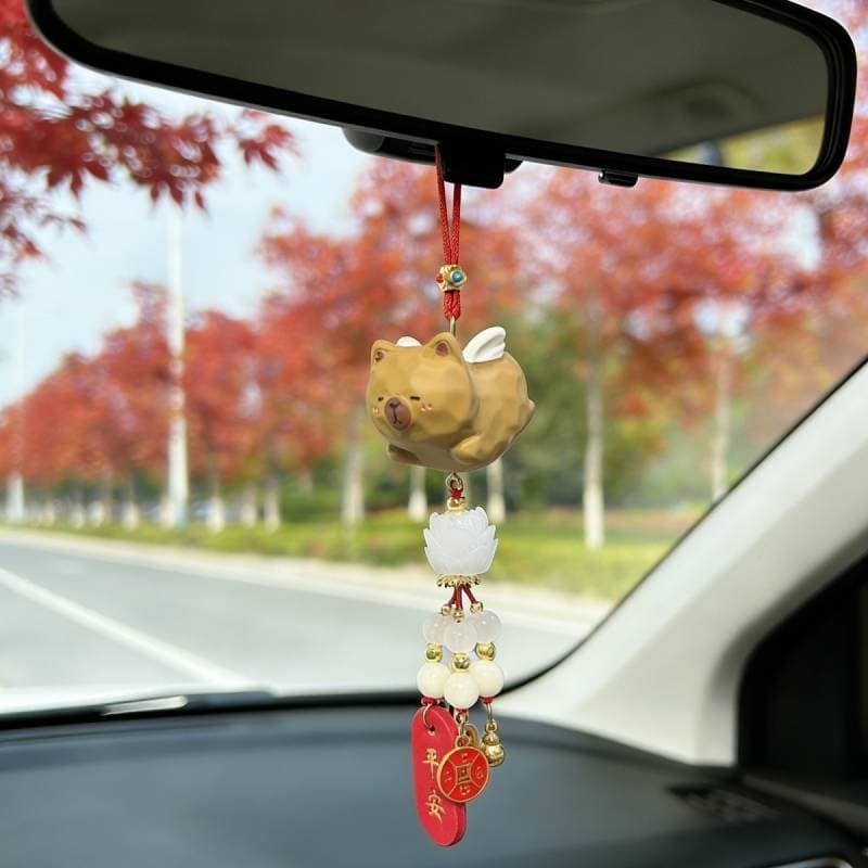 Criativo bonito animal de estimação voando carro pingente Kapibara requintado bonito boneca carro pingente paz presente