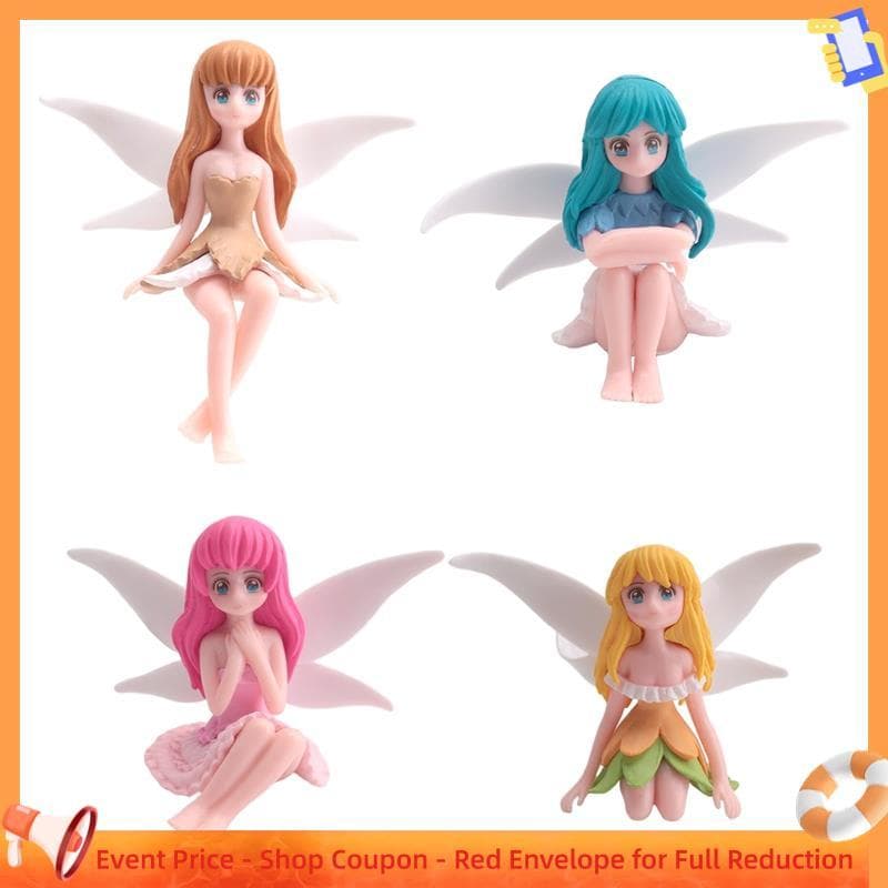 Prosperityusxenia00 Estatuetas De Fadas Em Miniatura-4 Unidades De Enfeites De Flores Pequenas Resina Mini Minúsculas Pa