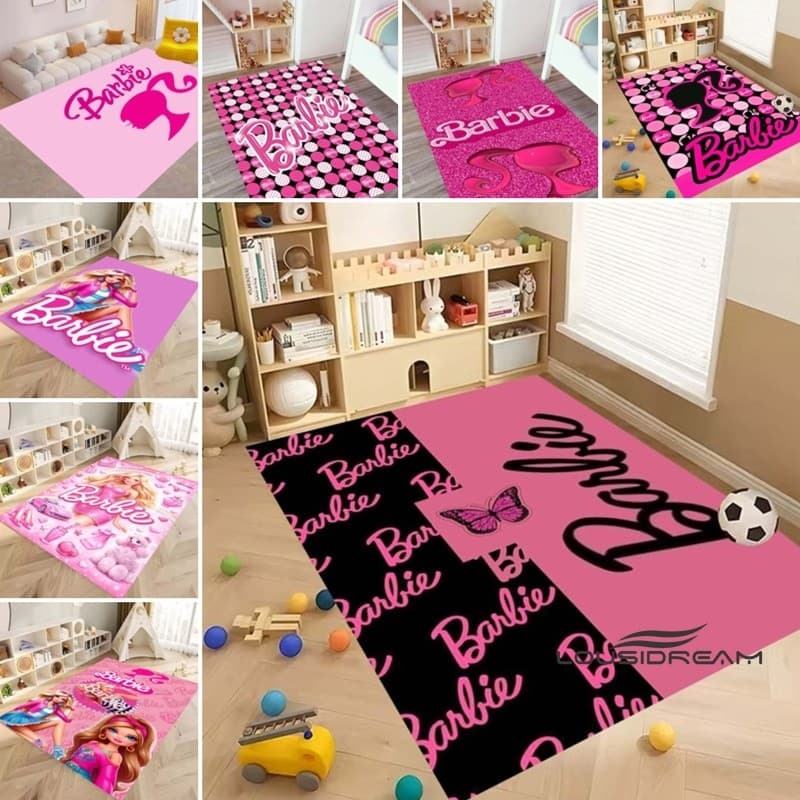 Novo estilo rosa Barbie arco padrão tapete rosa carta impressão doce estilo legal casa tapete meninas quarto Bay janela