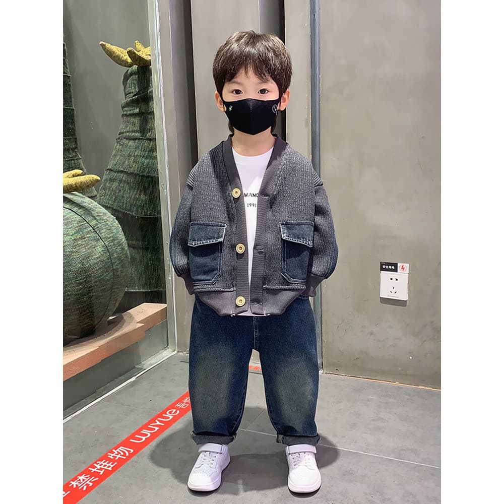 Meninos outono terno 2026 novo estilo rufião bonito crianças moda camisa de fundo bebê primavera outono Cardigan calças