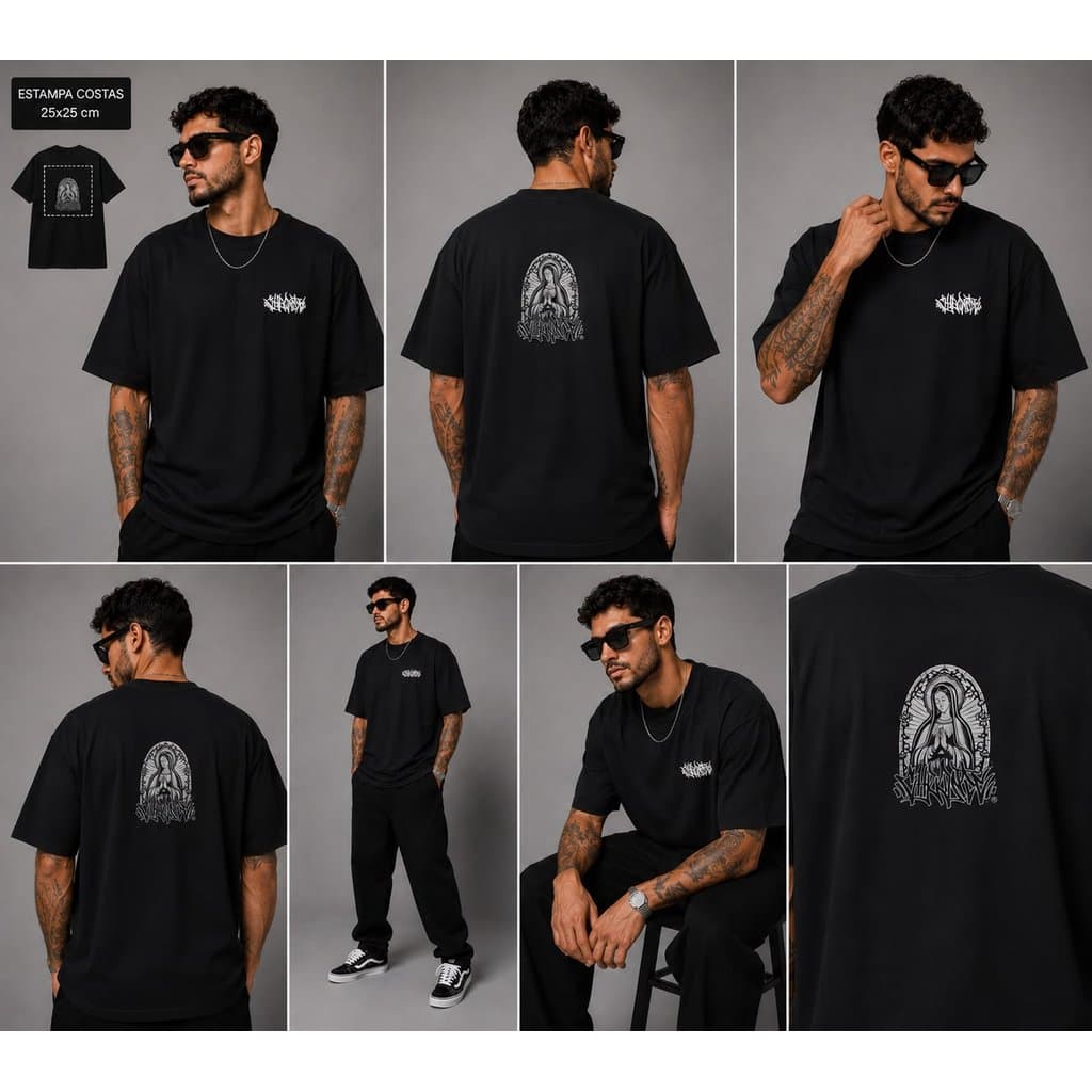 Camiseta Nossa Senhora de Guadalupe Oversized StreetWear 100% Algodão