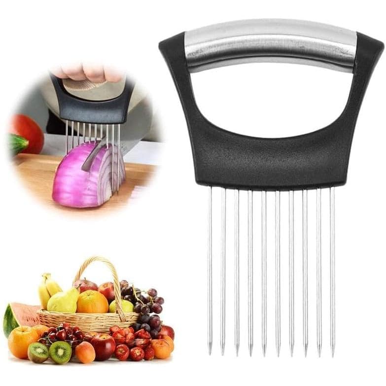 Suporte para Fatiar Cebola, Cortador de Cebola em Aço Inoxidável para Fatiar, Cortador de Vegetais para Batata e Tomate,