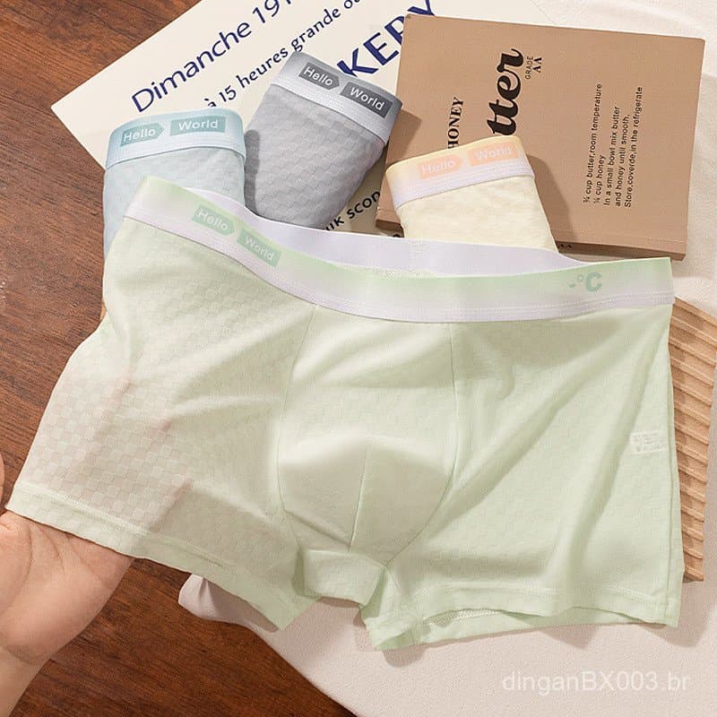 Cuecas boxer masculinas, confortáveis, ultrafinas, de secagem rápida, com sensação fresca de seda gelada, sem costura 7.