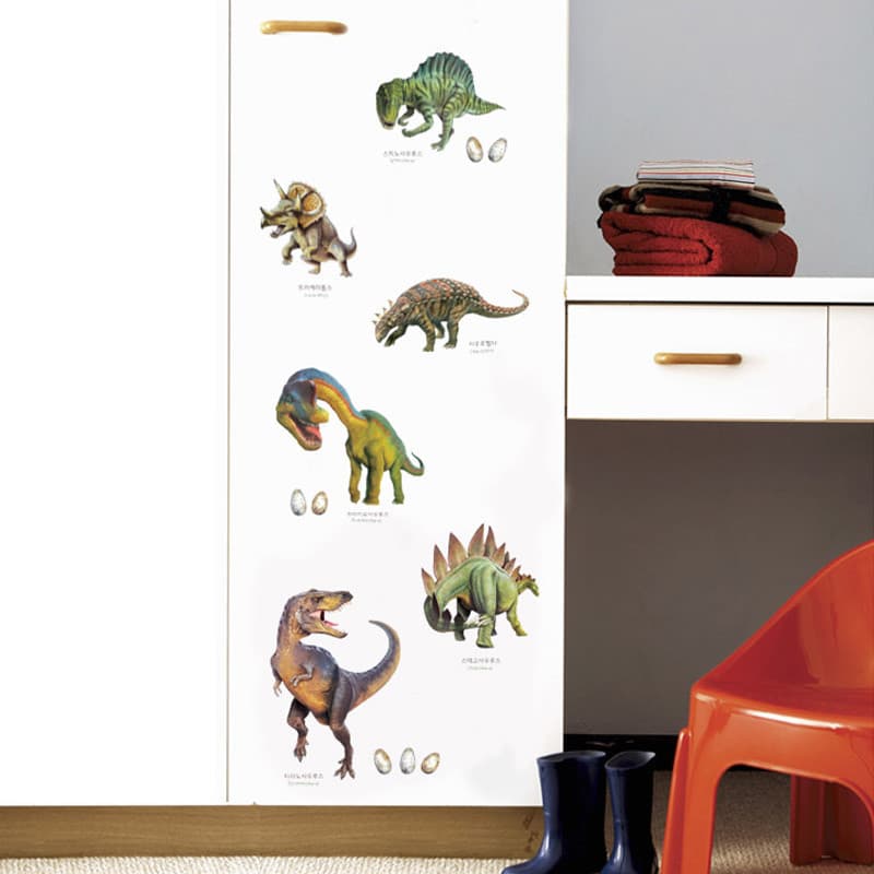 Bonito dinossauro adesivos decorativos dos desenhos animados adesivos de parede meninos bebê crianças quarto auto-adesiv