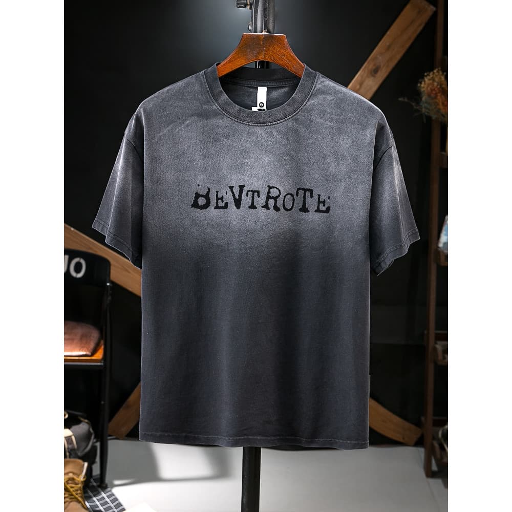 Camiseta masculina Plus Size estilo básico simples All-Match verão manga curta gordura solta na moda em torno do pescoço