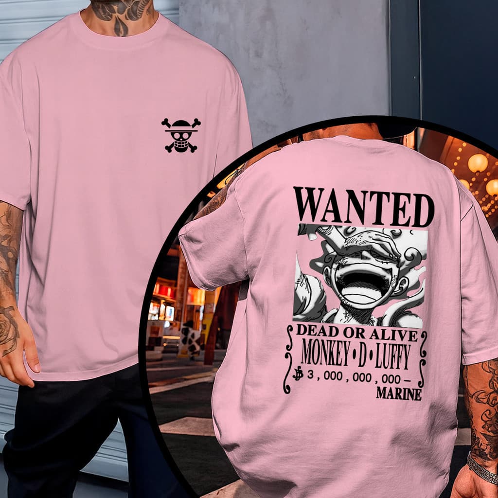 Camiseta  Estampada Over Confortável Aproveite Wanted Luffy
