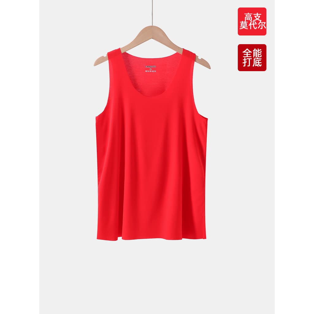Colete Modal vermelho feminino sem costura roupa interior estilo fino casamento masculino Benming ano vermelho alto elás