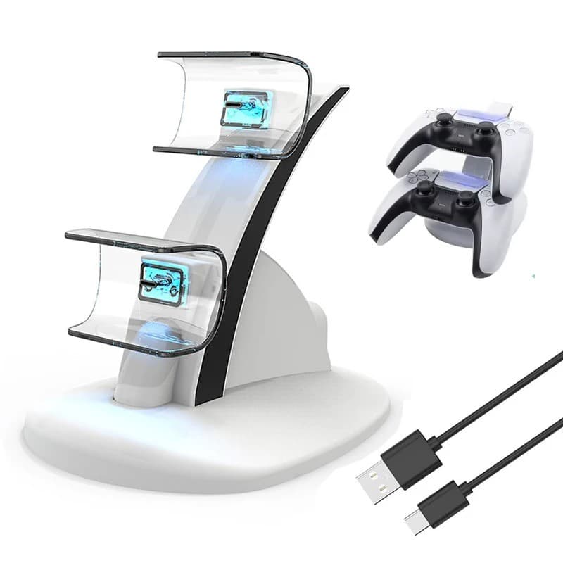 Para Sony PS5 Controlador Duplo Carregador Rápido Base De Suporte PS5 Sem Fio Gamepad Joystick Doca Carregamento Berço A