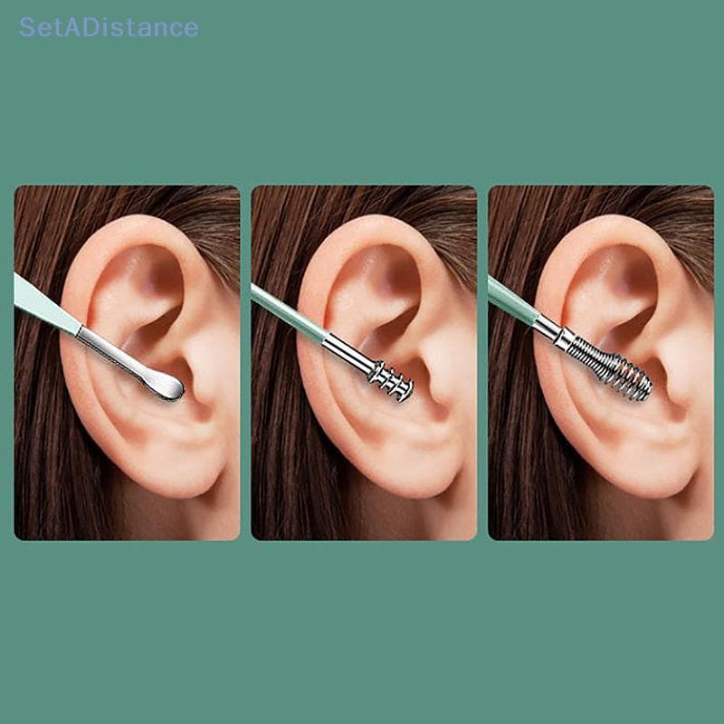 SetADistance 6 Pcs Kits De Limpeza De Ouvido Earpi Stis Removedor De Cera Ear Pi Colher Acessórios De Beleza Conjuntos D