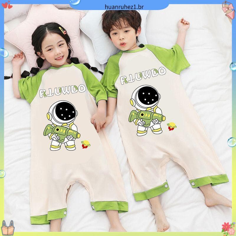 100% algodão pijamas do bebê macacão de manga curta verão saco de dormir do bebê meninos crianças estilo fino verão ar c