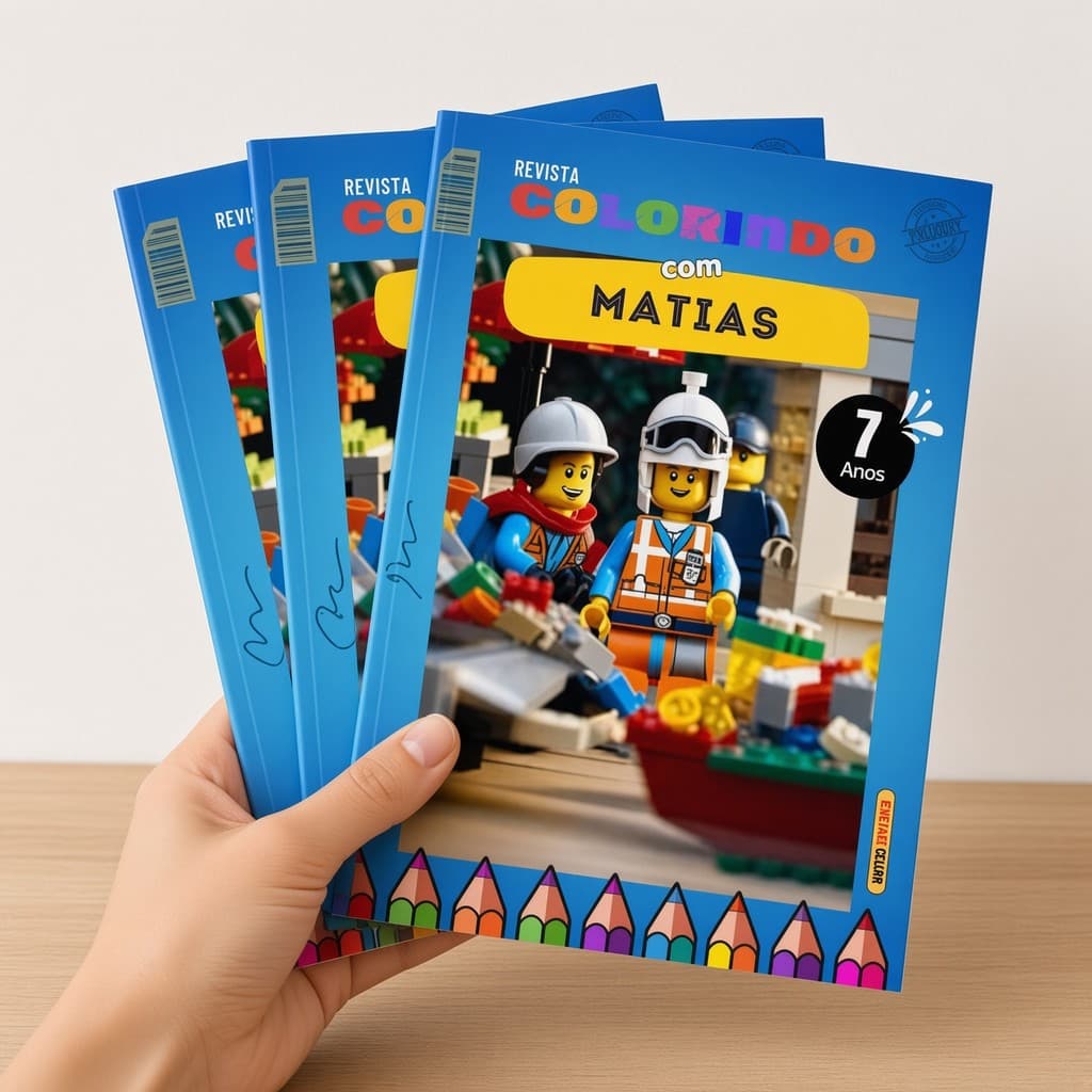 Kit 10 20 30 40 50 Revistinha LEGO CONSTRUÇÃO Livro de Colorir Lembrancinha Prenda PERSONALIZADO - DESENHO - livrinho