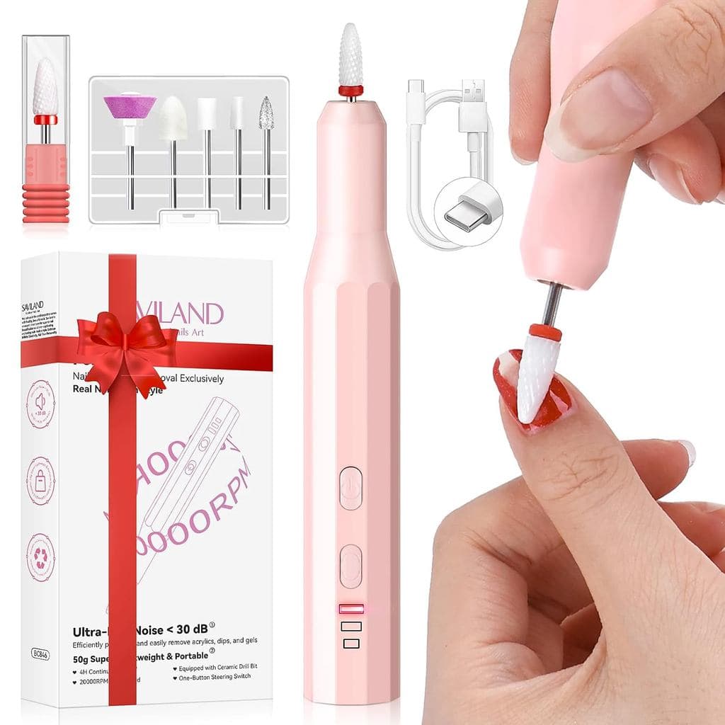 Kit de Lixa de Unhas Sem Fio SAVILAND: Lixa Elétrica Recarregável Ultra Silenciosa 20000RPM, Máquina de Lixar Unhas Port