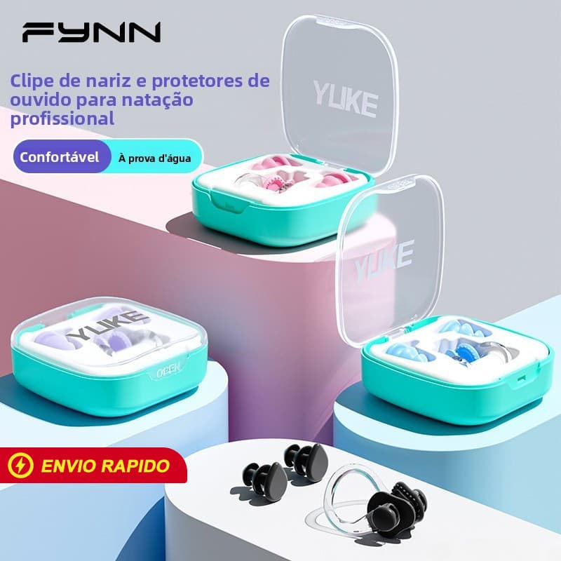 FYNN Kit Protetor Auricular e Clipe Nasal Natação Silicone Impermeável Unissex Piscina Praia