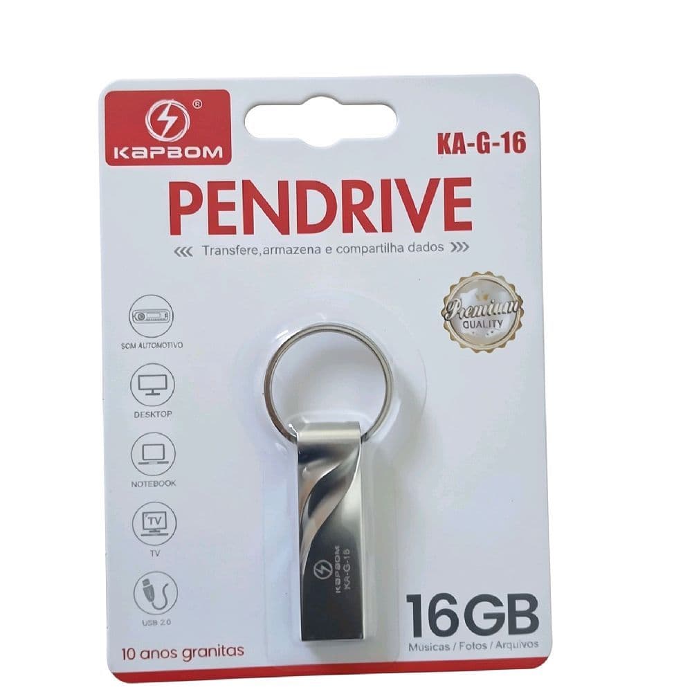 KapBom Pendrive KA-G-16 16GB USB 3.0 Transferência Armazenamento Compartilhamento Dados Qualidade Premium