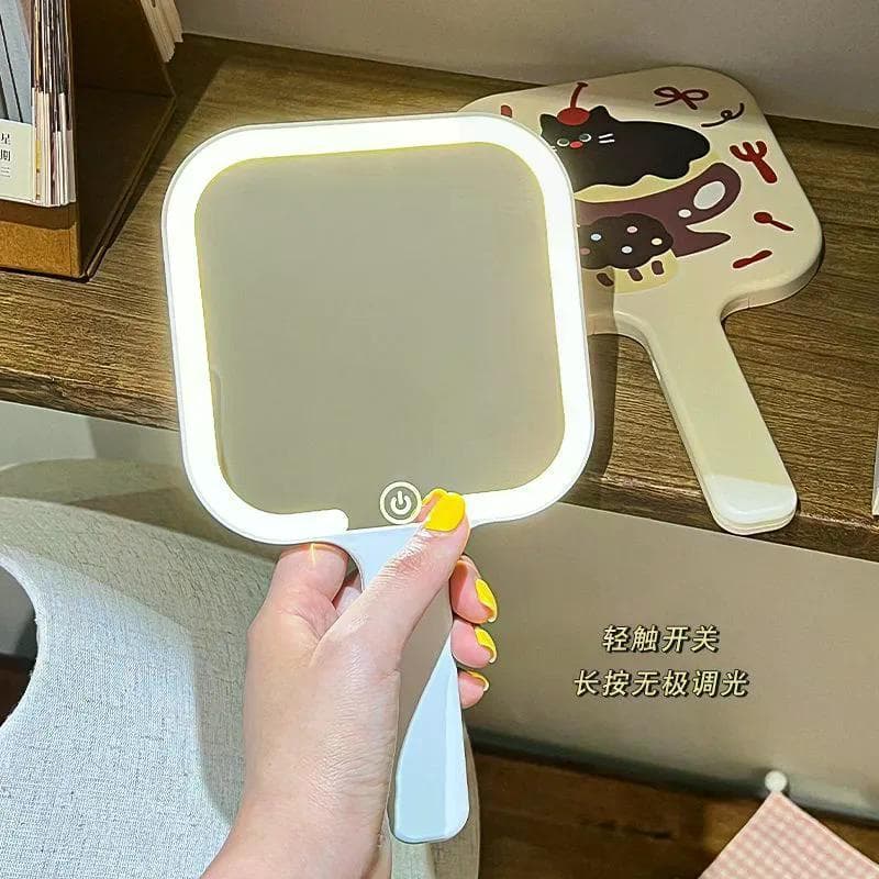 Novo espelho de maquiagem portátil bonito LED lidar com espelho portátil espelho de maquiagem dormitório estudante escri