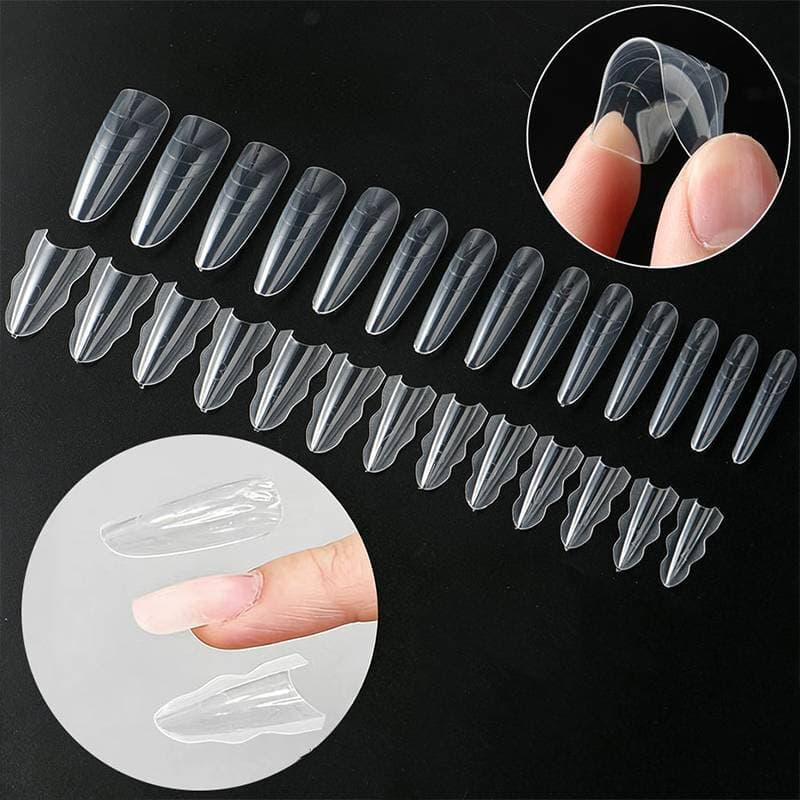 [BG] 60 Pcs Extensão De Unhas Formas Duplas Molde Sanduíche De Caixão 15 Tamanhos Kit De Dicas Reutilizáveis Para Salão