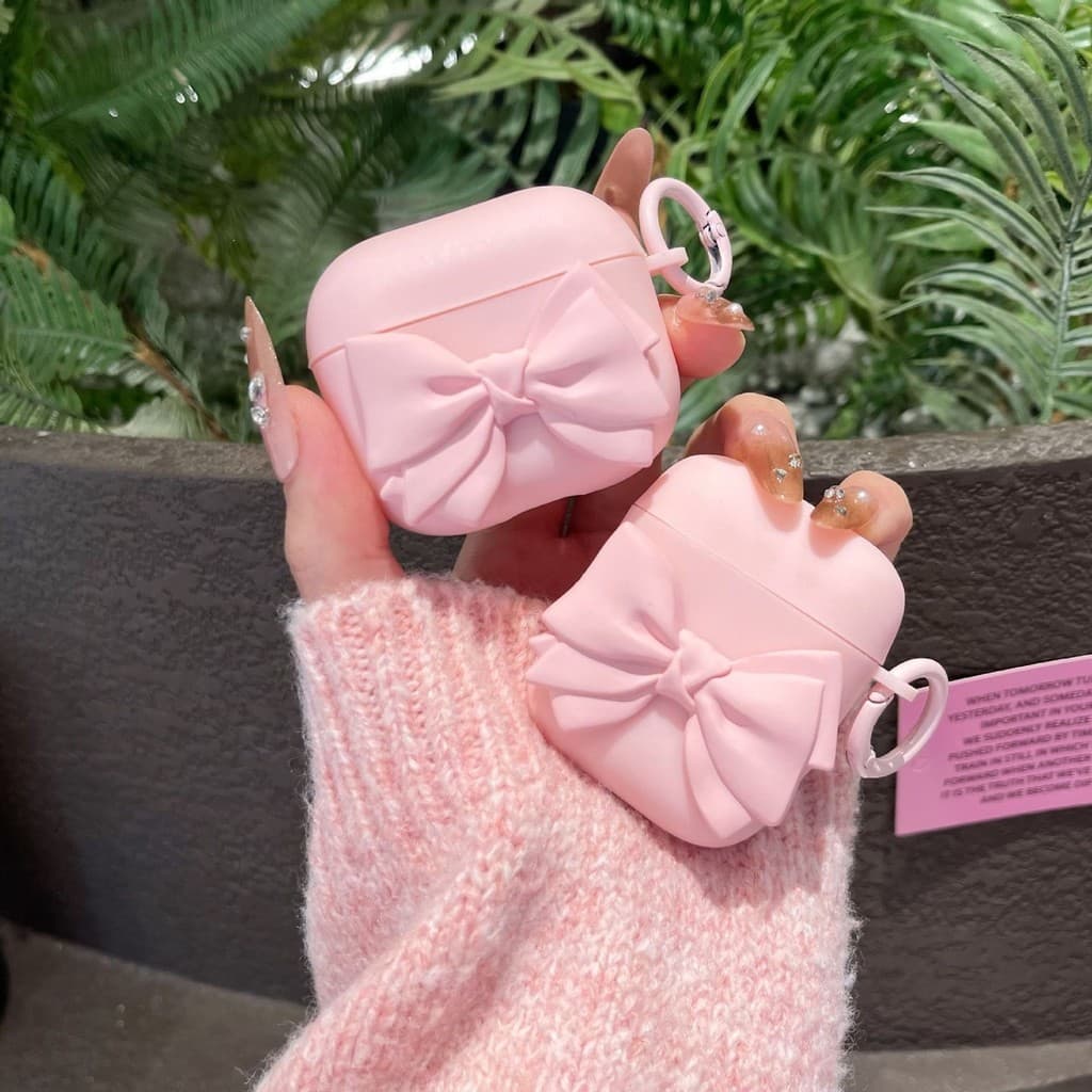 Capa Fofa De Arco Rosa Para AirPods 4 , De Fone De Ouvido Pro 2 3 Carregamento Com Anel