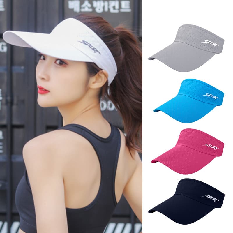 Chapéu feminino verão pára-sol protetor solar esportes boné maratona correndo de secagem rápida oco topo chapéu de sol A