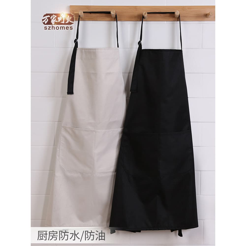 Versão coreana moda meio comprimento avental de cozinha impermeável à prova de óleo macacão doméstico limpeza de manga c