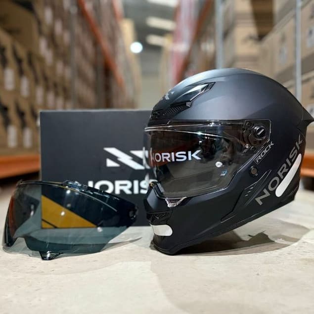 Capacete Norisk Rock Preto Fosco Fechado Com Óculos Solar + Viseira Fumê e Narigueira Original Novo