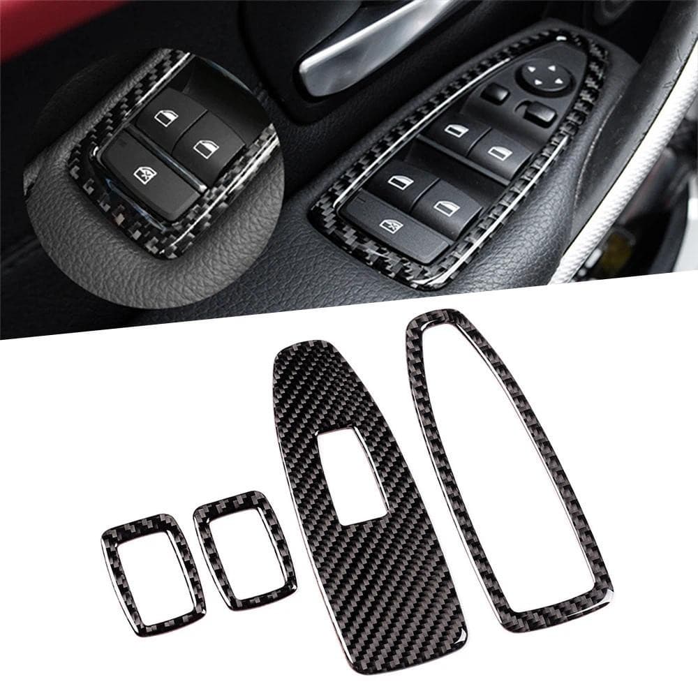 Para BMW 3 4 Série F30 F32 2013-2018 4 Pçs De Fibra Carbono Interior Do Carro Janela Elevador Botão Capa Adesivos Trimau