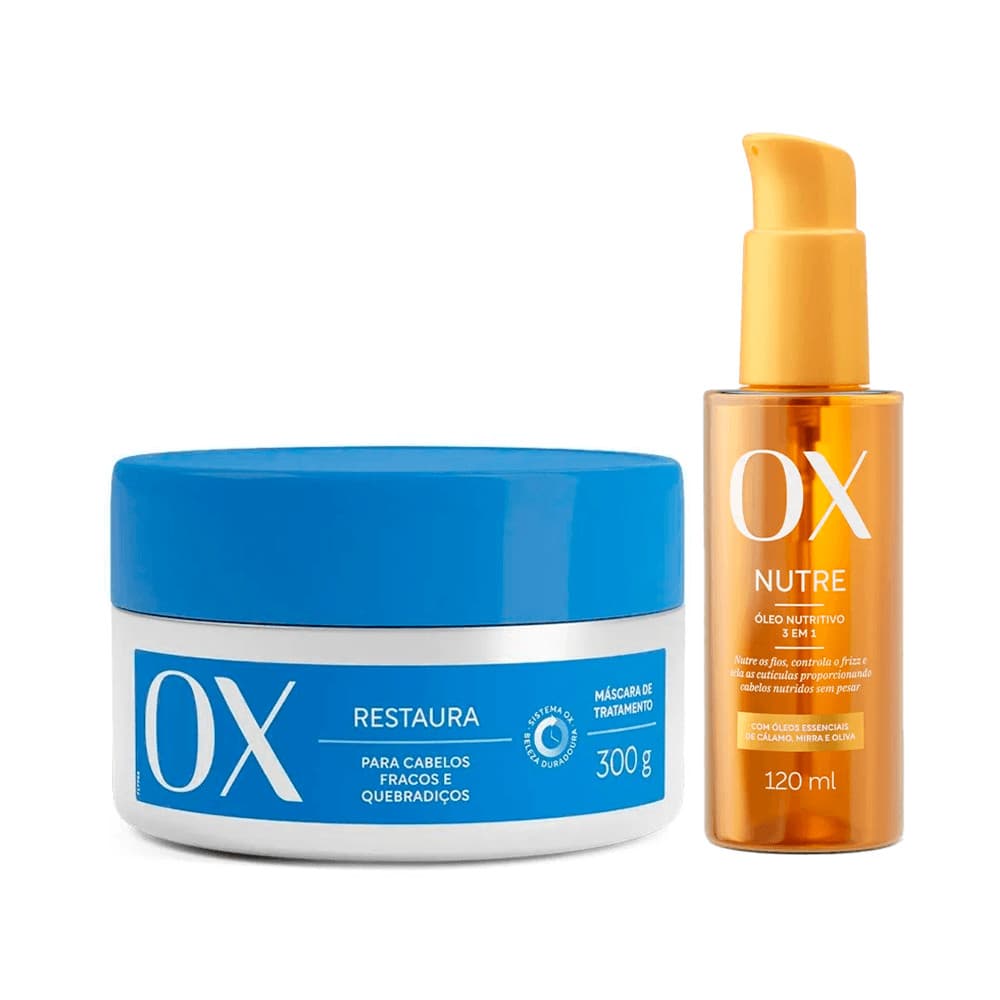 Kit Máscara Capilar De Tratamento Ox Restaura 300g Mais Óleo Capilar OX Nutritivo 3 Em 1 120ml