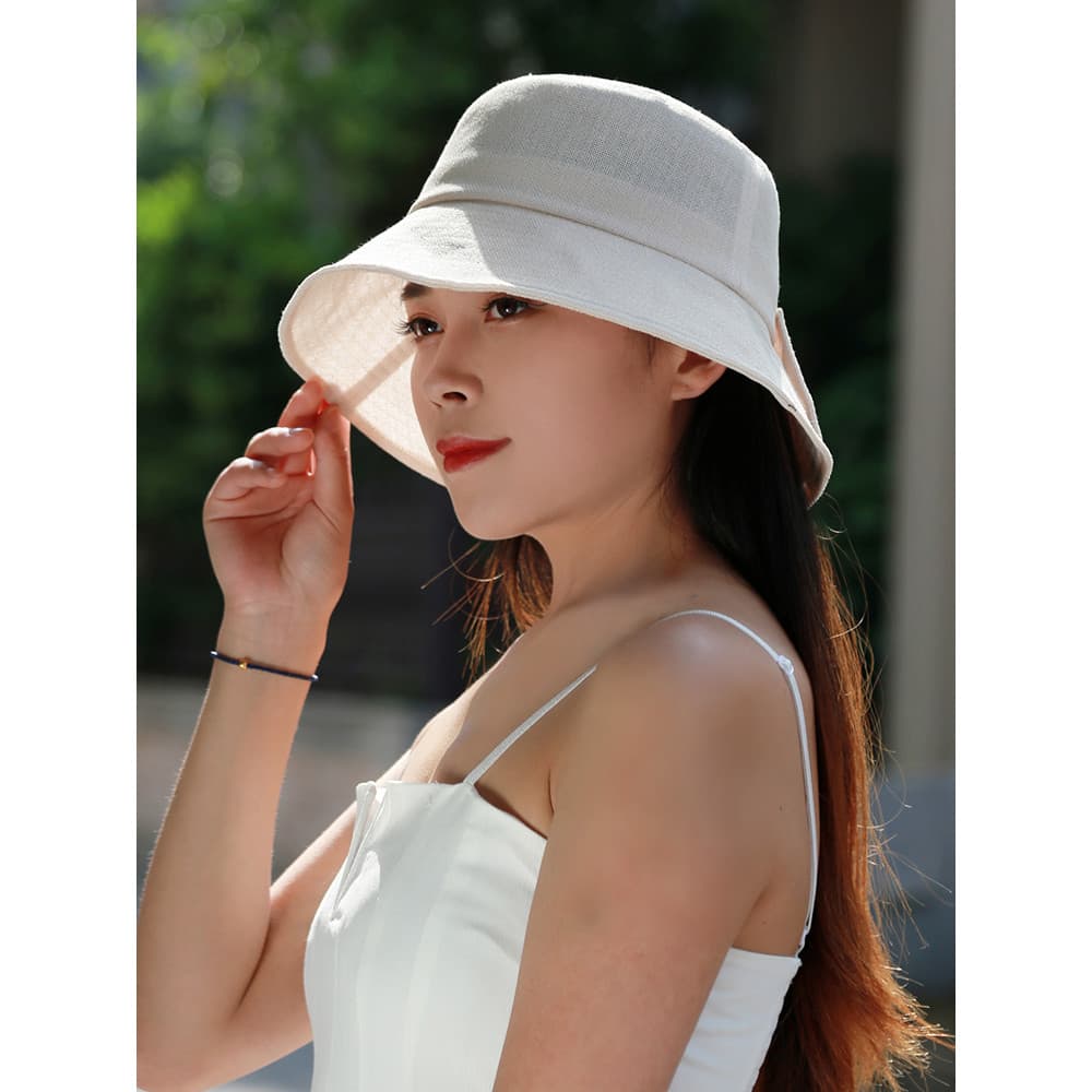 Chapéu feminino verão novo estilo arco balde chapéu japonês Washi chapéu de sol protetor solar respirável bacia chapéu v
