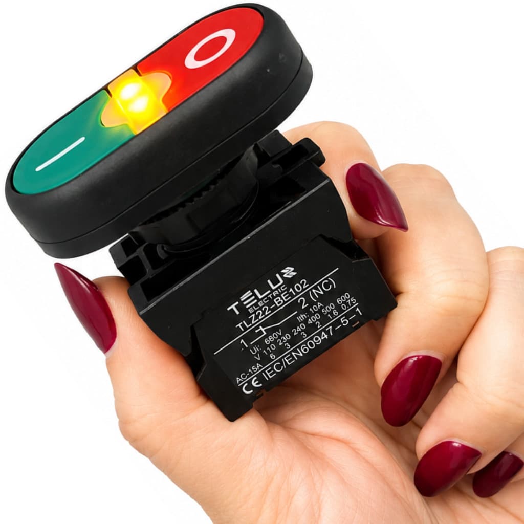 Botão Duplo Verde Vermelho 24Vcc Para Painel Elétrico