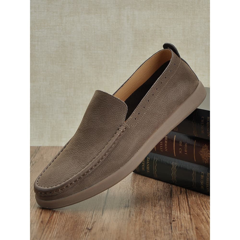 Sapatos preguiçosos de couro artesanal masculino couro genuíno sola macia respirável ervilhas sapatos primavera verão de
