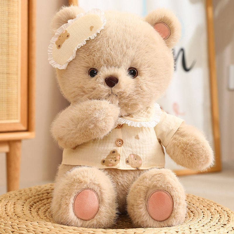 Rosa amor urso de pelúcia boneca brinquedo de pelúcia menina dormindo presente de aniversário boneca dormindo ovelha bon