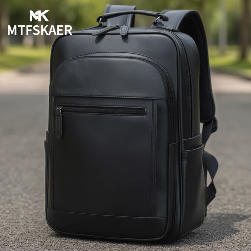 Hong Kong MTFSKAER Mochila masculina de couro genuíno Bolsa escolar Moda de grande capacidade Viagem de negócios Mochila