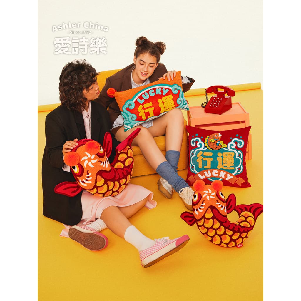 Aishile {Koi} travesseiro decoração festiva ornamentos novo estilo chinês sala de estar sofá almofada vermelho quarto ca
