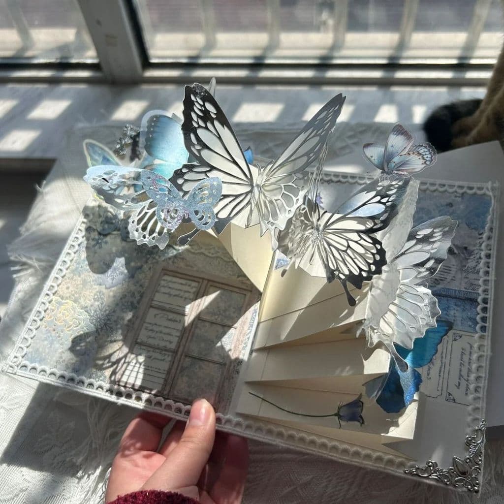 Ins mesmo estilo borboleta Pop-up livro conjunto completo pacote de Material artesanal para namorada tridimensional borb