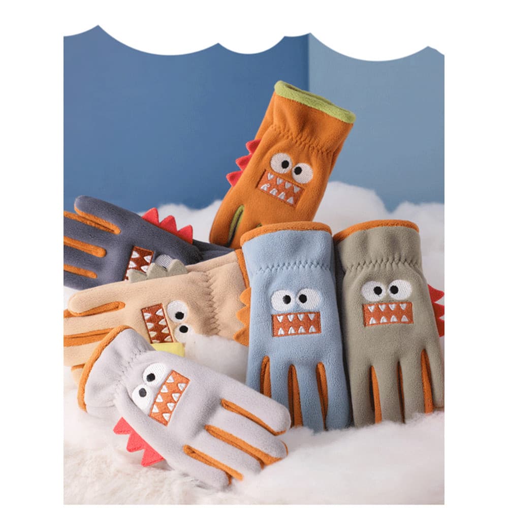 W inverno crianças luvas quentes meninos meninas 4-9 anos de idade forro de lã à prova de vento inverno ao ar livre dos