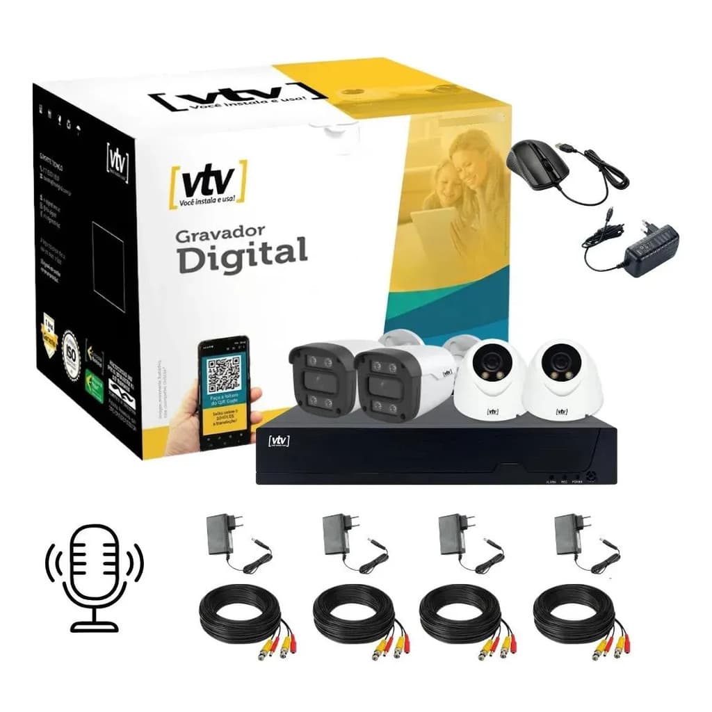 Kit Dvr 5mn  4ch + 2 Dome Full Color + 2 Bullet Full Color D