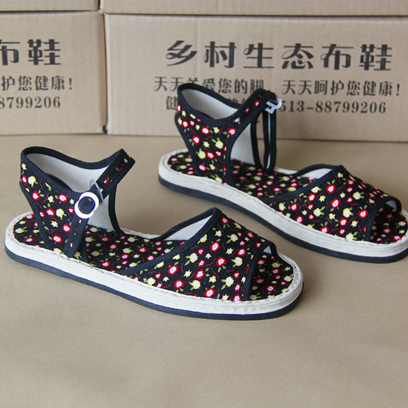 Senhoras Melaleuca sola de pano respirável sapatos de pano verão outono meia-idade idosos mãe sapatos Anti-deslizamento