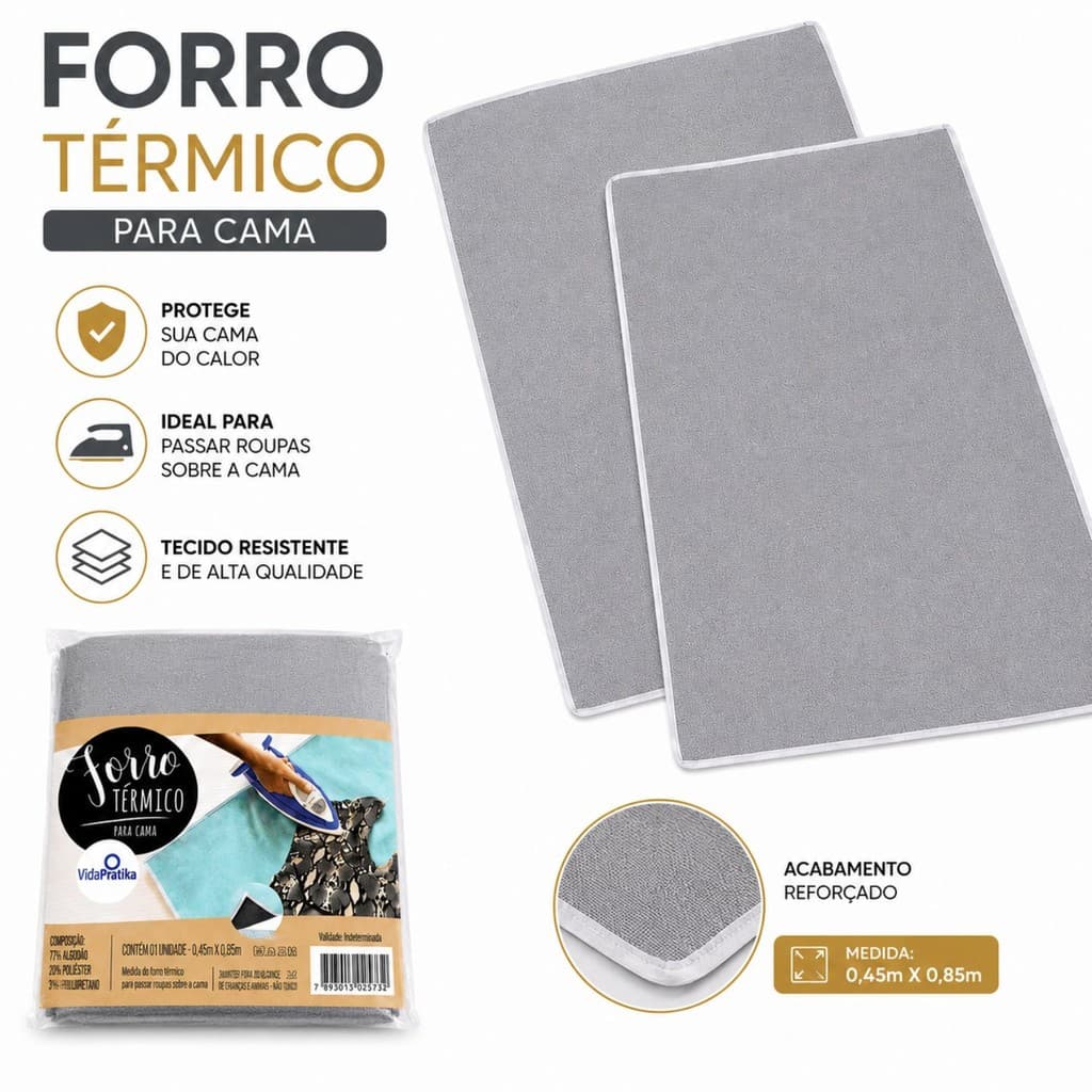 KIT 2 FORRO TERMICO PARA PASSAR ROUPA NA CAMA NO SOFÁ IDEAL PARA VIAGEM PRÁTICO