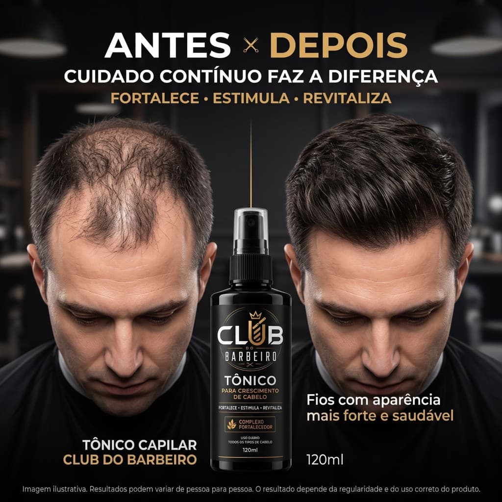 Tônico CLUB DO BARBEIRO poderoso  Antiqueda Crescimento 120ml