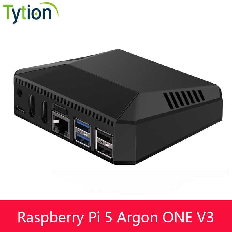 Raspberry Pie 5 Liga de Alumínio Shell Argônio ONE V3 Resfriamento Passivo Principal Ventilador de Velocidade Ajustável