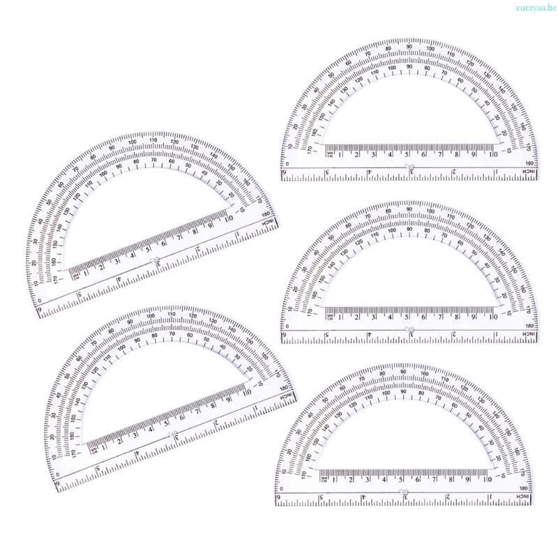 cucryaa 5 Pcs 180 Graus Transferidor 6 Polegadas Transferidores Transparentes De Desenho De Matemática