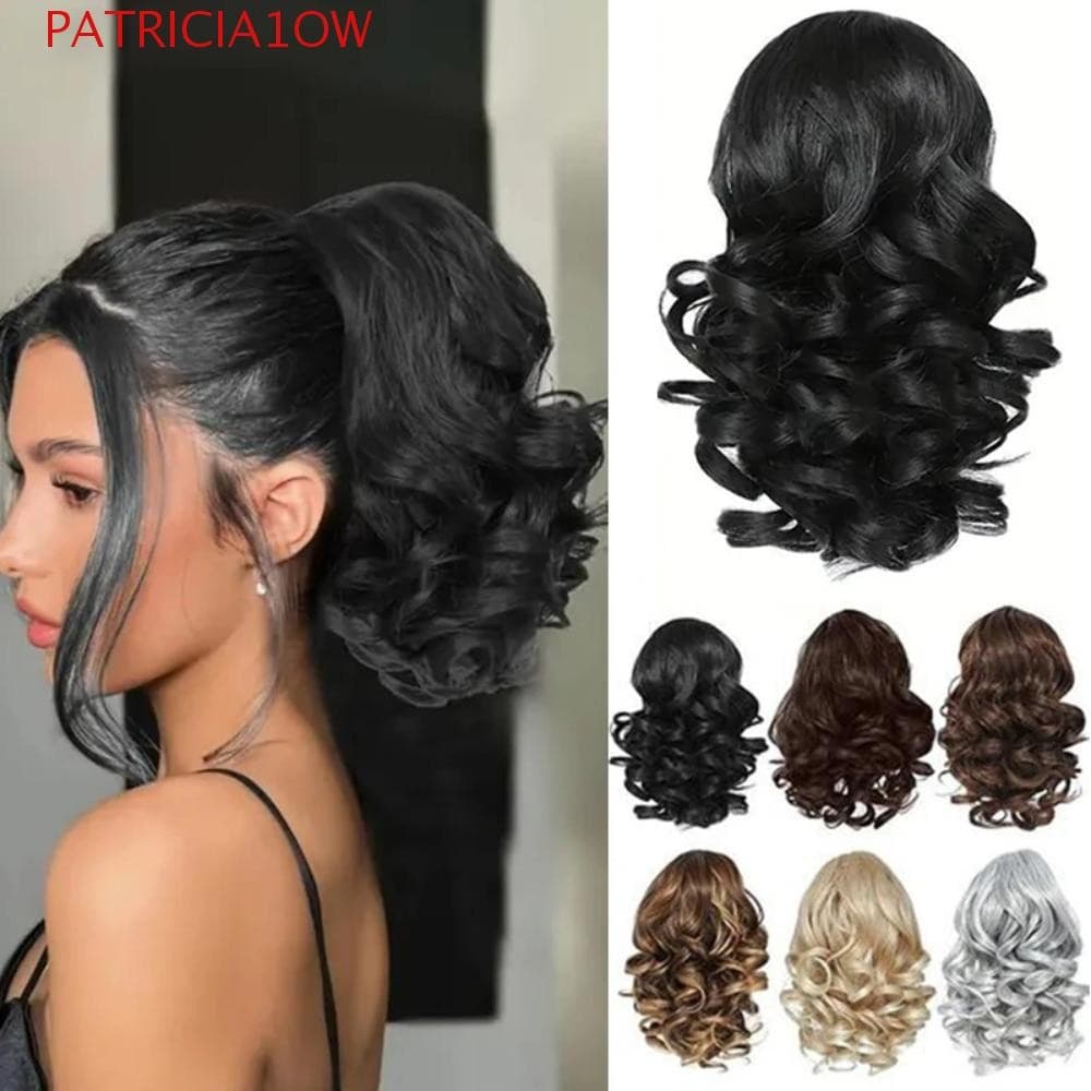 PATRICIA1OW Peruca de rabo de cavalo com cordão, extensões de cabelo, peruca curta e encaracolada, estilo natural