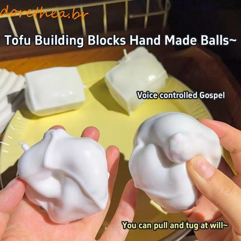 DORETHEA Squishy Crocante , Efeitos Som Satisfatórios Self-Made Em Forma De Tofu , Recheado De Blocos De Pitada