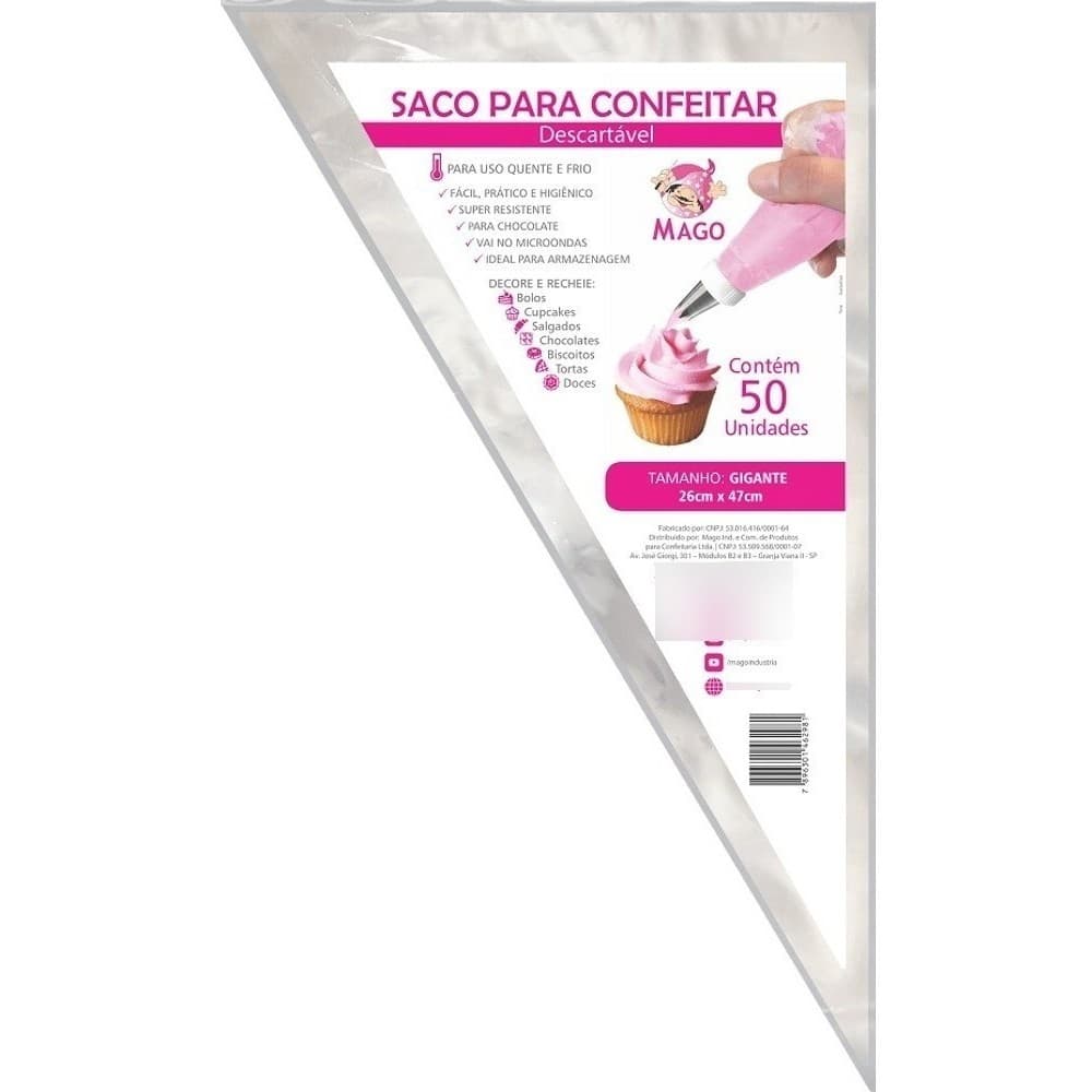 Kit 250un Manga De Confeiteiro Descartável Resistente Giga