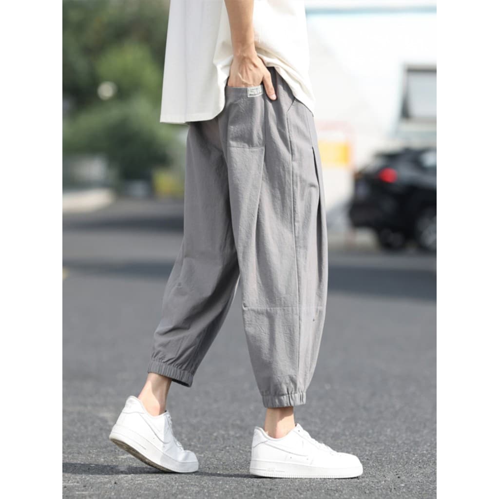 Calças cortadas masculinas algodão linho Retro calças de linho verão estilo fino Leggings calças esportivas masculinas s